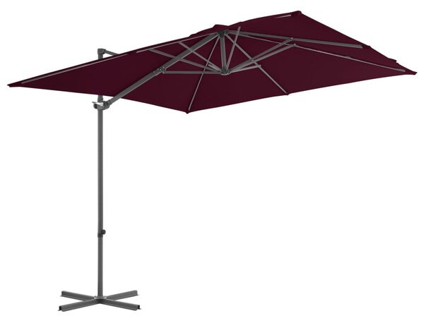 Boční zahradní slunečník s ocelovou tyčí bordó 250 x 250 cm