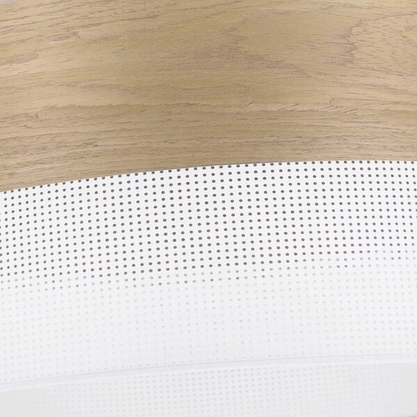 Závěsné svítidlo Wood, 1x dýha zlatý dub/bílé plastové stínítko, (fi 44cm)