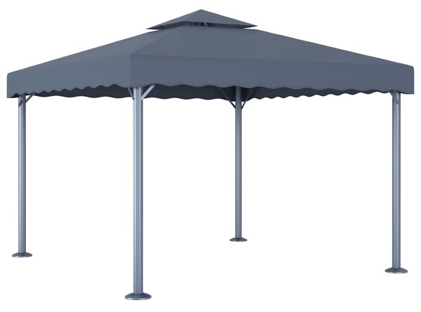 Altán se světelnými LED řetězy 300 x 300 cm antracitový hliník