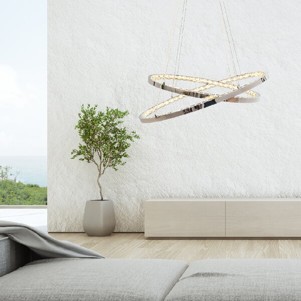 Toolight Toolight, LED křišťálové svítidlo 70x40,5cm, APP771-3CP, stříbrná, OSW-05022