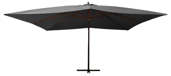 Boční zahradní slunečník s dřevěnou tyčí 400x300 cm antracitový