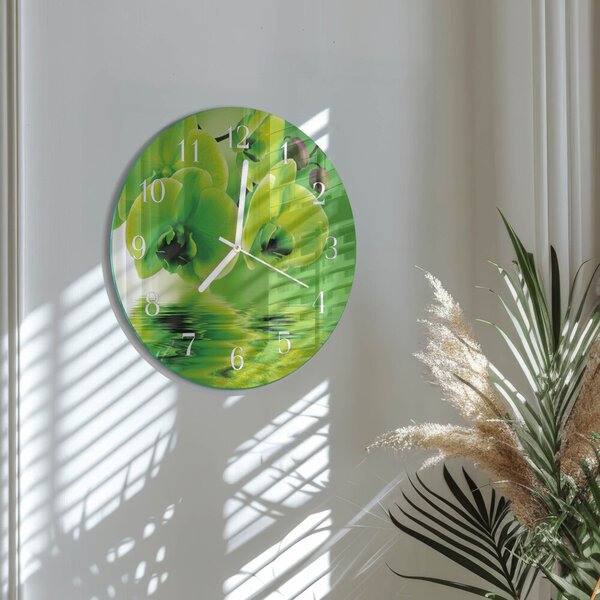 Skleněné hodiny na stěnu Orchidej zsob-fi30-00085949
