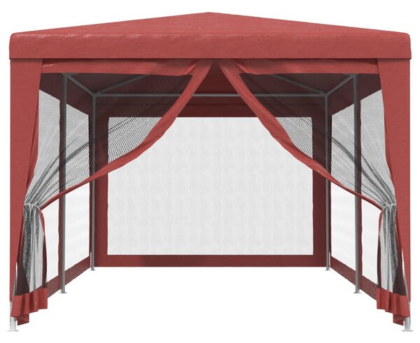 Party stan se 6 síťovanými bočnicemi červený 3 x 6 m HDPE
