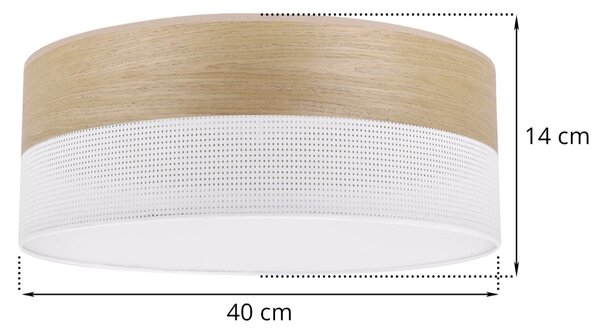 Stropní svítidlo Wood, 1x dýha zlatý dub/bílé plastové stínítko, (bílé plexisklo), (fi 40cm)