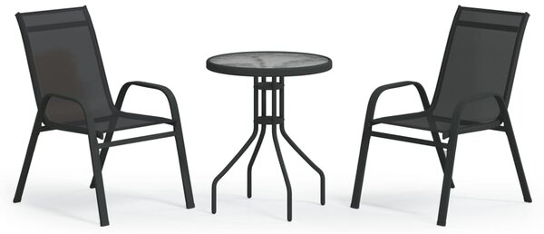 3dílný zahradní bistro set černý