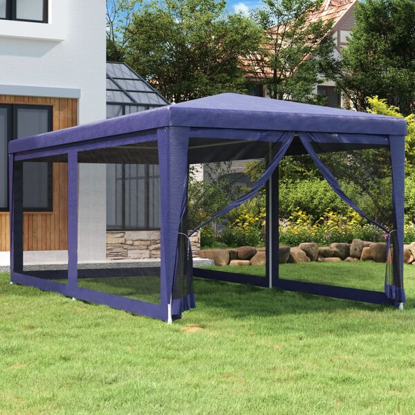Party stan se 6 síťovanými bočnicemi modrý 3 x 6 m HDPE