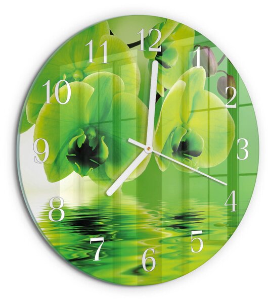 Skleněné hodiny na stěnu Orchidej zsob-fi30-00085949