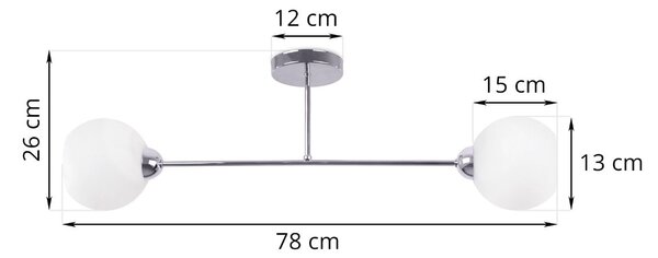 Stropní svítidlo Eliza, 2x bílé skleněné stínítko, CH