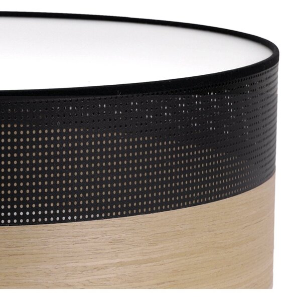 Stropní svítidlo Wood, 1x dýha zlatý dub/černé plastové stínítko, (bílé plexisklo), (fi 50cm)