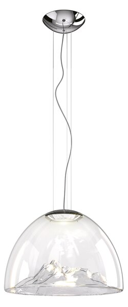 Axolight Mountain View, designové svítidlo z foukaného čirého skla / chrom, 17W LED 3000K stmívatelné, prům. 50cm