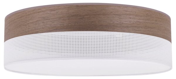 Stropní svítidlo Wood, 1x hnědá ořechová dýha/bílé plastové stínítko, (bílé plexisklo), (fi 50cm)