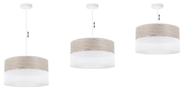Závěsné svítidlo Wood, 1x světle béžová dubová dýha/bílé plastové stínítko, (fi 40cm)