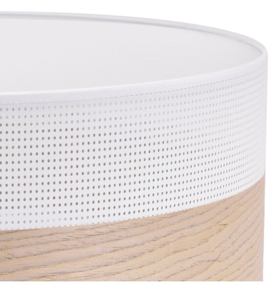 Stropní svítidlo Wood, 1x béžová dubová dýha/bílé plastové stínítko, (bílé plexisklo), (fi 50cm)