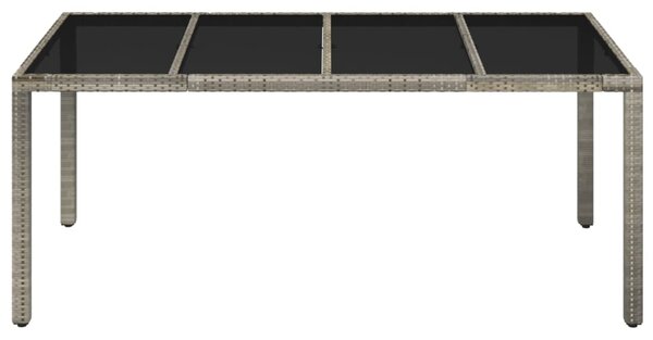 Zahradní stůl se skleněnou deskou šedý 190x90x75 cm polyratan