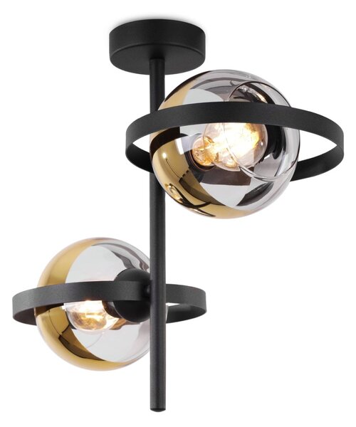 Stropní svítidlo Asturia Ring, 2x zlaté/transparentní skleněné stínítko, B