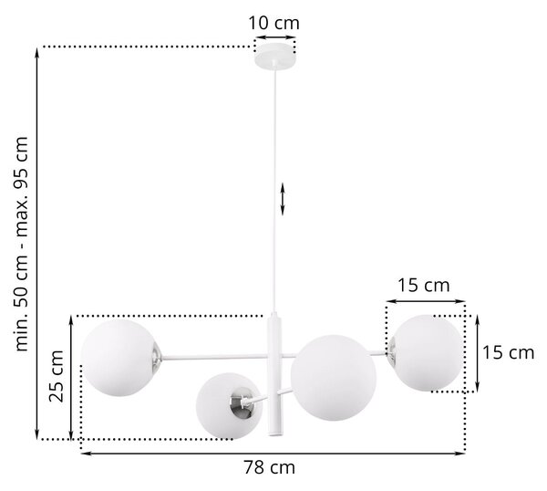 Závěsné svítidlo Florence, 4x bílé skleněné stínítko, W/CH