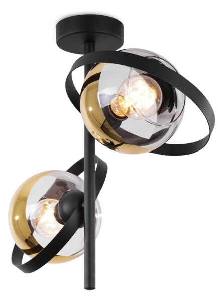 Stropní svítidlo Asturia Ring, 2x zlaté/transparentní skleněné stínítko, B