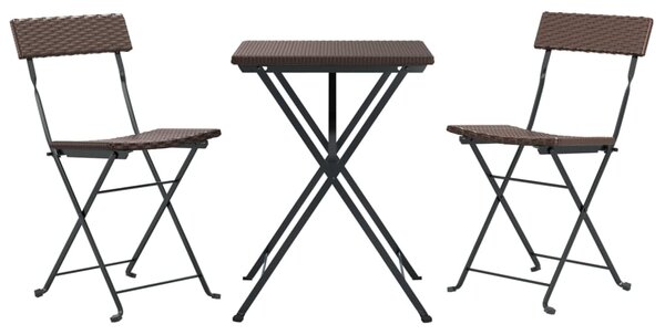 3dílný skládací bistro set hnědý polyratan