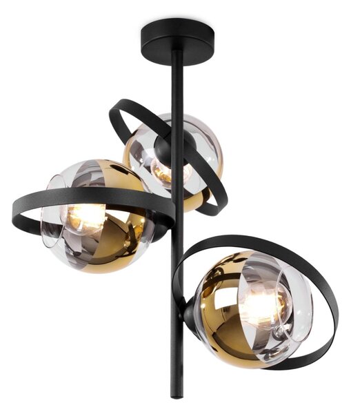 Stropní svítidlo Asturia Ring, 3x zlaté/transparentní skleněné stínítko, B