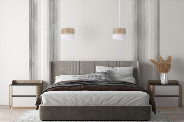 Závěsné svítidlo Wood, 1x dýha zlatý dub/bílé plastové stínítko, (fi 20cm)