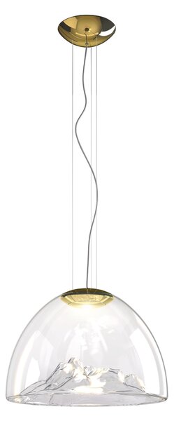 Axolight Mountain View, designové svítidlo z foukaného čirého skla / zlatá, 16W LED stmívatelné, prům. 55cm