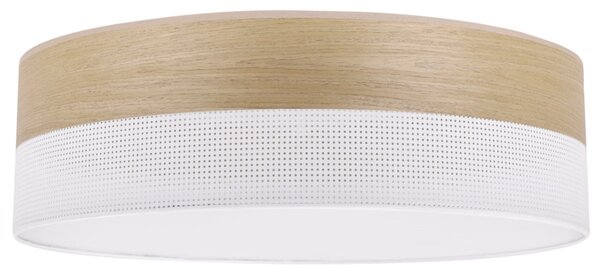 Stropní svítidlo Wood, 1x dýha zlatý dub/bílé plastové stínítko, (bílé plexisklo), (fi 50cm)