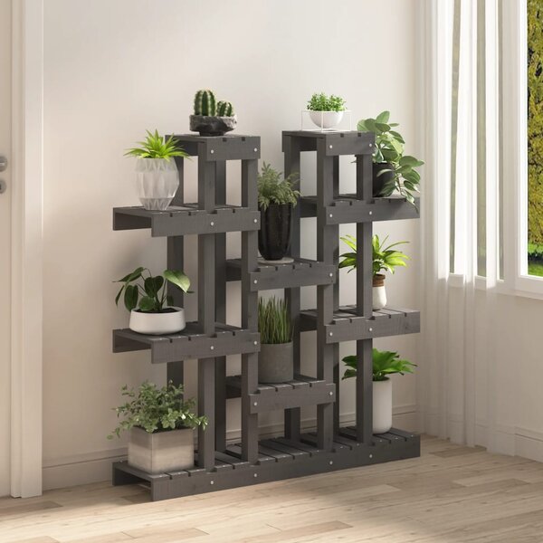 Stojan na rostliny šedý 104,5x25x109,5 cm masivní borové dřevo