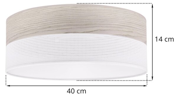 Stropní svítidlo Wood, 1x světle béžová dubová dýha/bílé plastové stínítko, (bílé plexisklo), (fi 40cm)