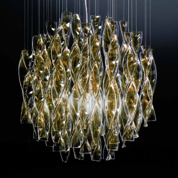 Axo light SPAURA45TACRE27 Aura, luxusní závěsné svítidlo z čajového muránského skla, 1x150W E27, prům. 47cm, délka 160cm