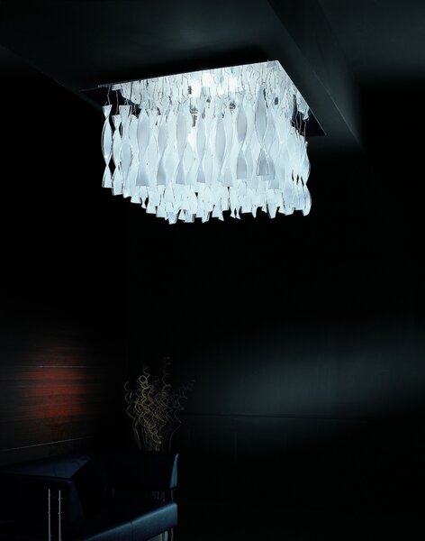 Axolight Aura, luxusní stropní svítidlo z bílého muránského skla, 4x100W E27, 75x75cm, délka 40cm