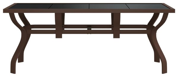 Zahradní stůl hnědočerný 180 x 80 x 70 cm ocel a sklo