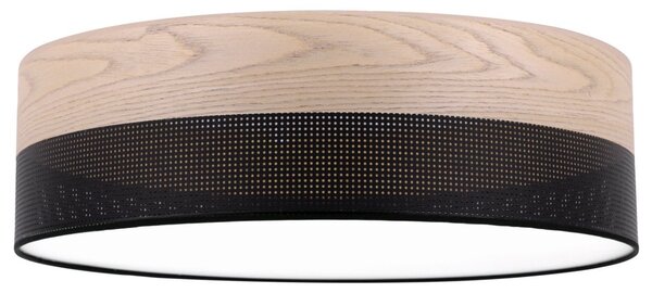 Stropní svítidlo Wood, 1x béžová dubová dýha/černé plastové stínítko, (bílé plexisklo), (fi 50cm)