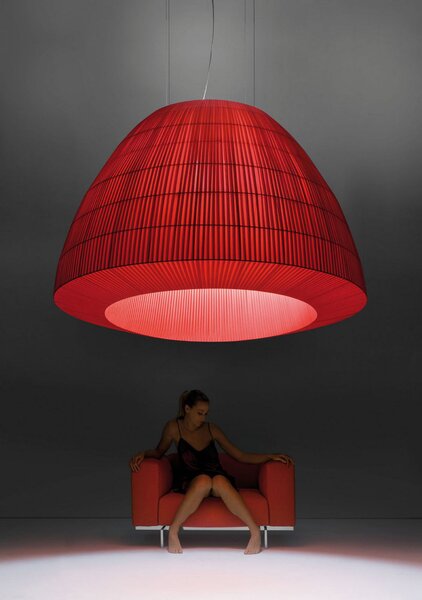 Axolight Bell 118, závěsné svítidlo z červeného textilu, 4x75W E27, prům. 118cm