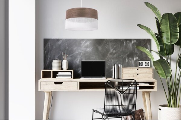 Závěsné svítidlo Wood, 1x hnědá ořechová dýha/bílé plastové stínítko, (fi 30cm)