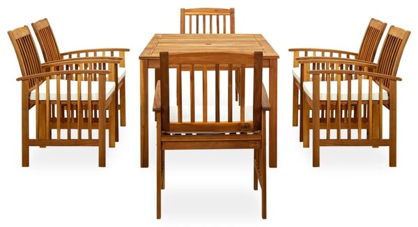 7dílný zahradní jídelní set s poduškami masivní akáciové dřevo