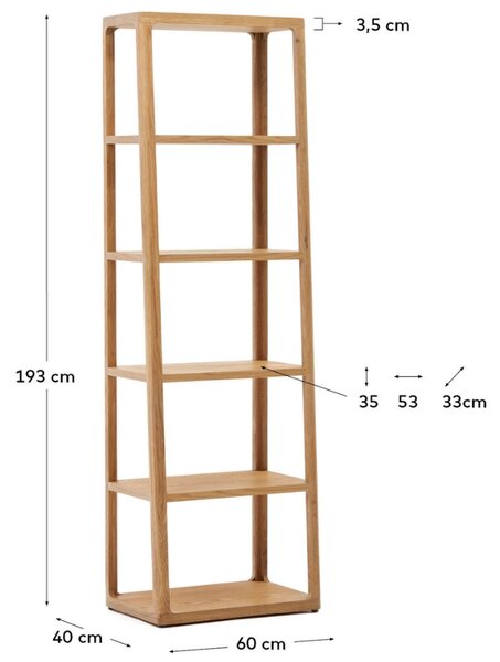 Dubový regál Kave Home Maymai 193 x 60 cm