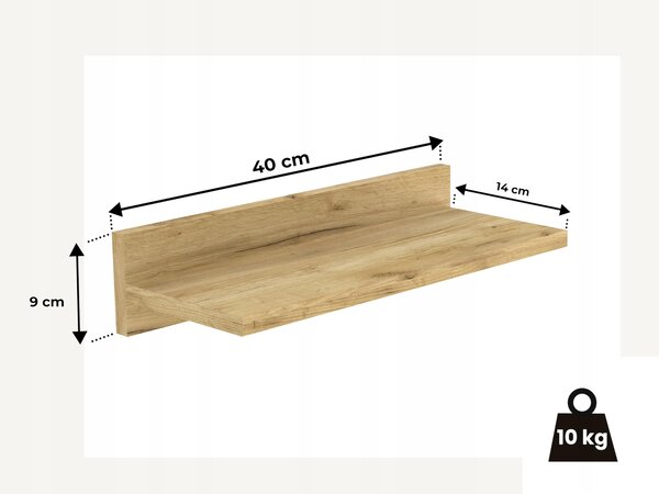 Police laminovaná deska HWS FURNITURE 40 x 15 cm dub craft zlatý