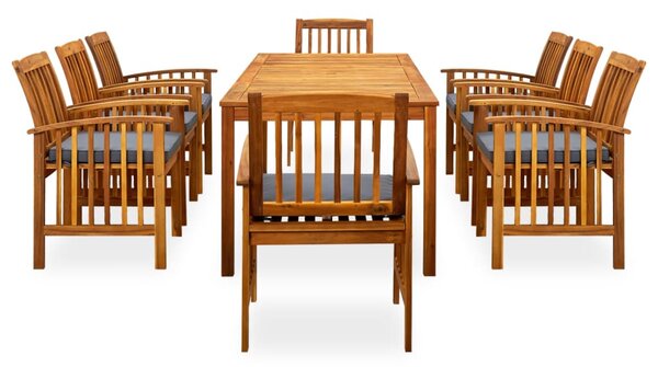 9dílný zahradní jídelní set s poduškami masivní akáciové dřevo