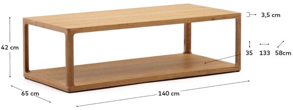 Dubový konferenční stolek Kave Home Maymai 140 x 70 cm