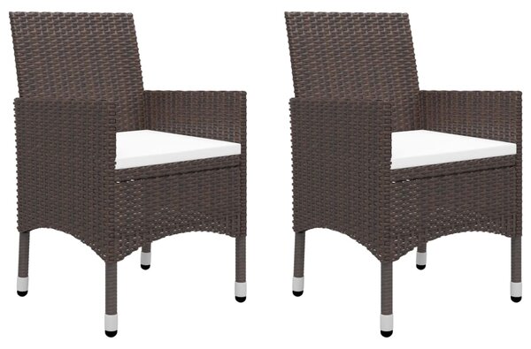 3dílný zahradní bistro set polyratan a tvrzené sklo hnědý