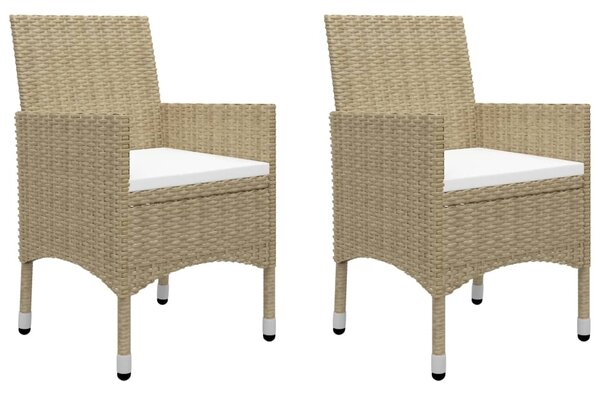 3dílný bistro set polyratan a tvrzené sklo béžový