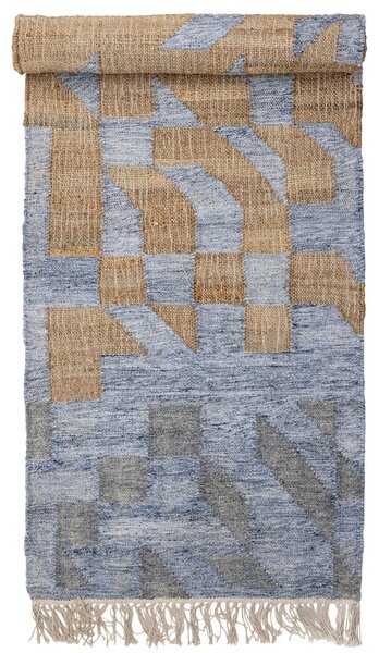Béžovo-modrý jutový běhoun Bloomingville Vikka 75 x 245 cm