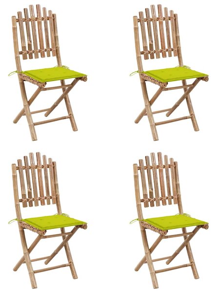 5dílný skládací zahradní jídelní set s poduškami bambus