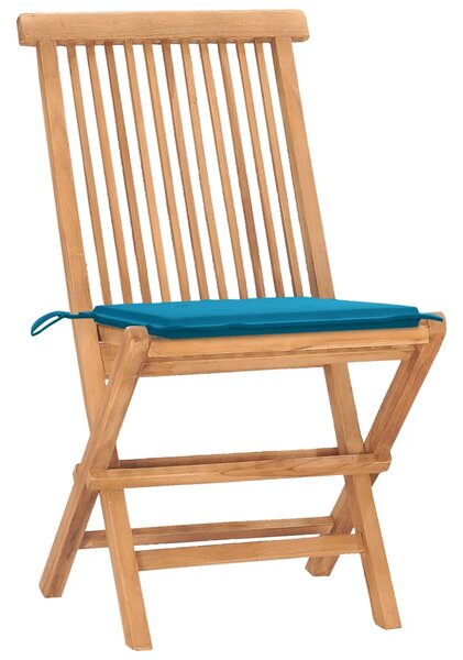 3dílný skládací zahradní jídelní set s poduškou masivní teak