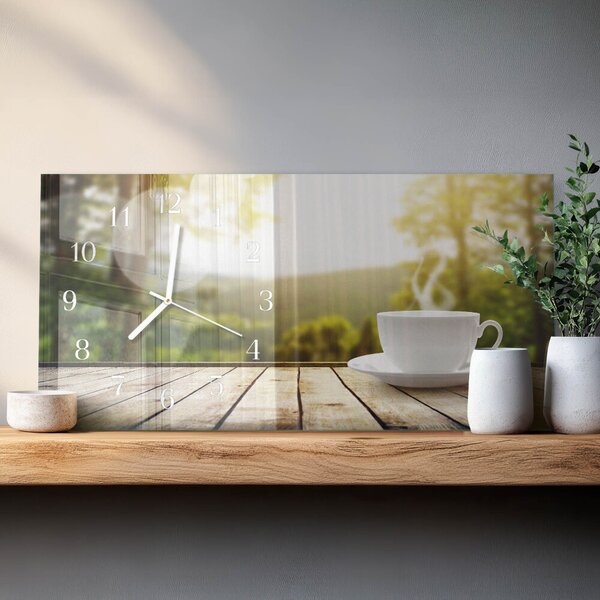 Skleněné hodiny horizontální Káva zsppb-60x30-00295292