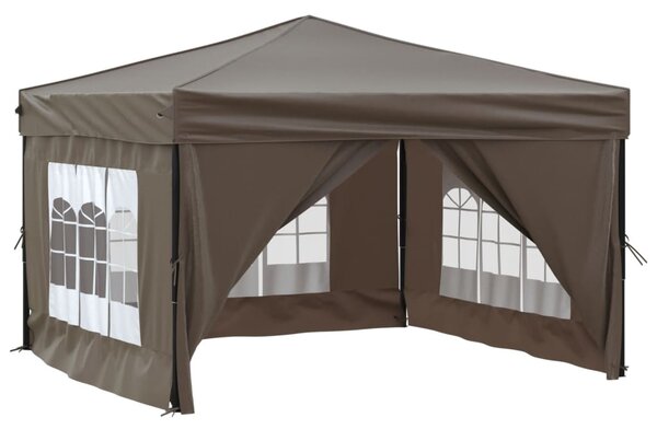 Skládací party stan s bočními stěnami taupe 3 x 3 m