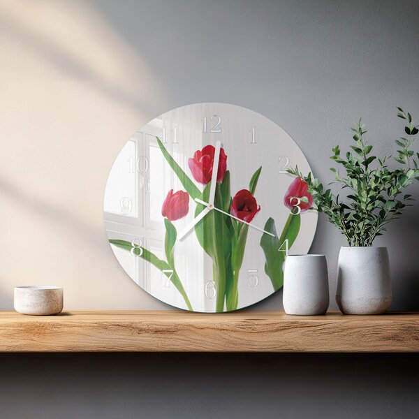 Skleněné hodiny na stěnu Tulipány zsob-fi30-00087148