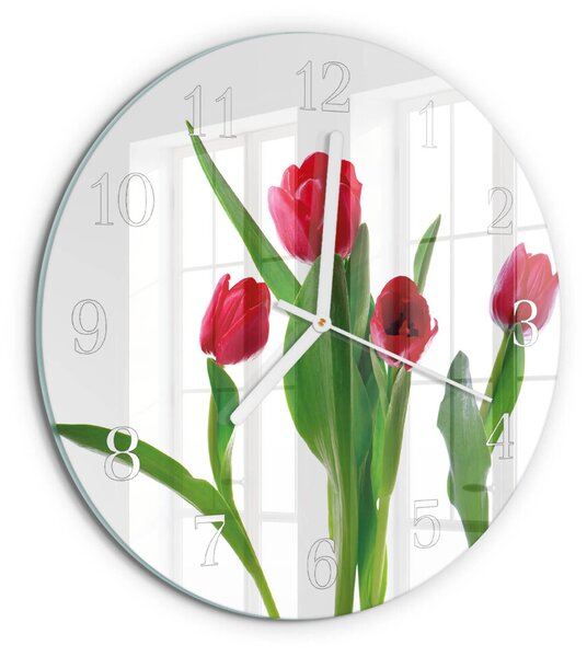 Skleněné hodiny na stěnu Tulipány zsob-fi30-00087148