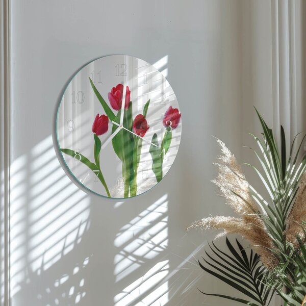 Skleněné hodiny na stěnu Tulipány zsob-fi30-00087148