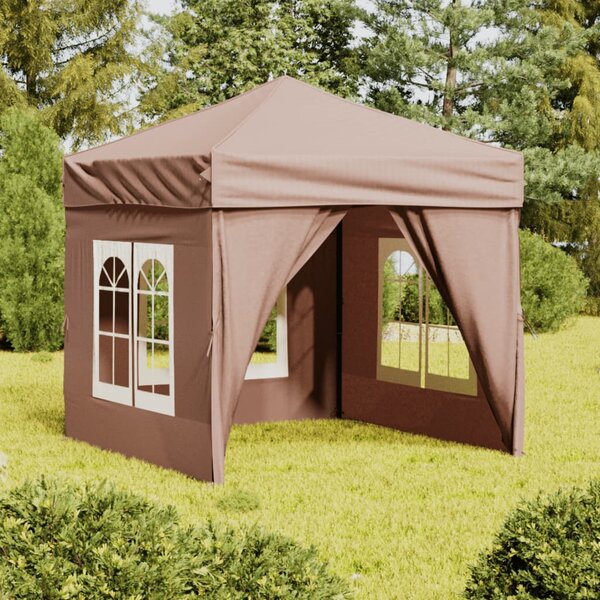 Skládací party stan s bočními stěnami taupe 2 x 2 m
